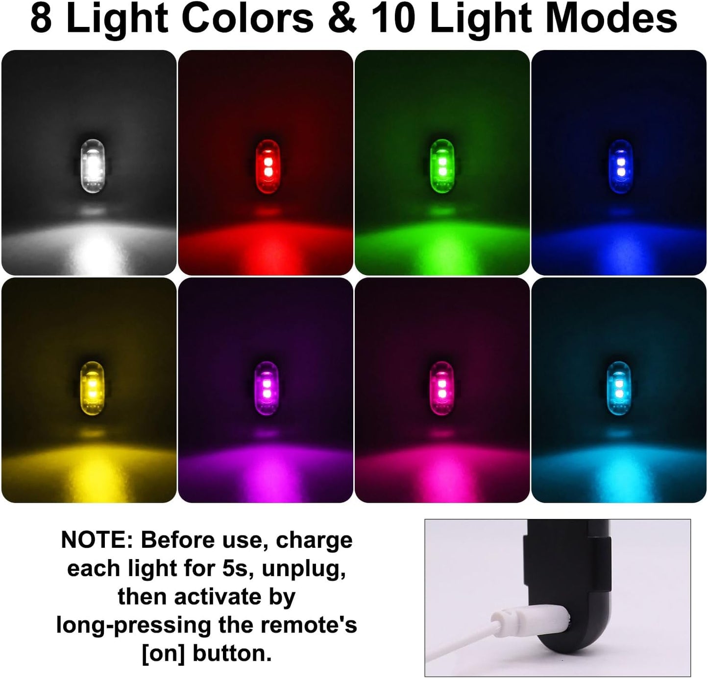 4 PACK RGB UNDER GLOW LIGHTS RECHARGABLE UNIVERSAL
