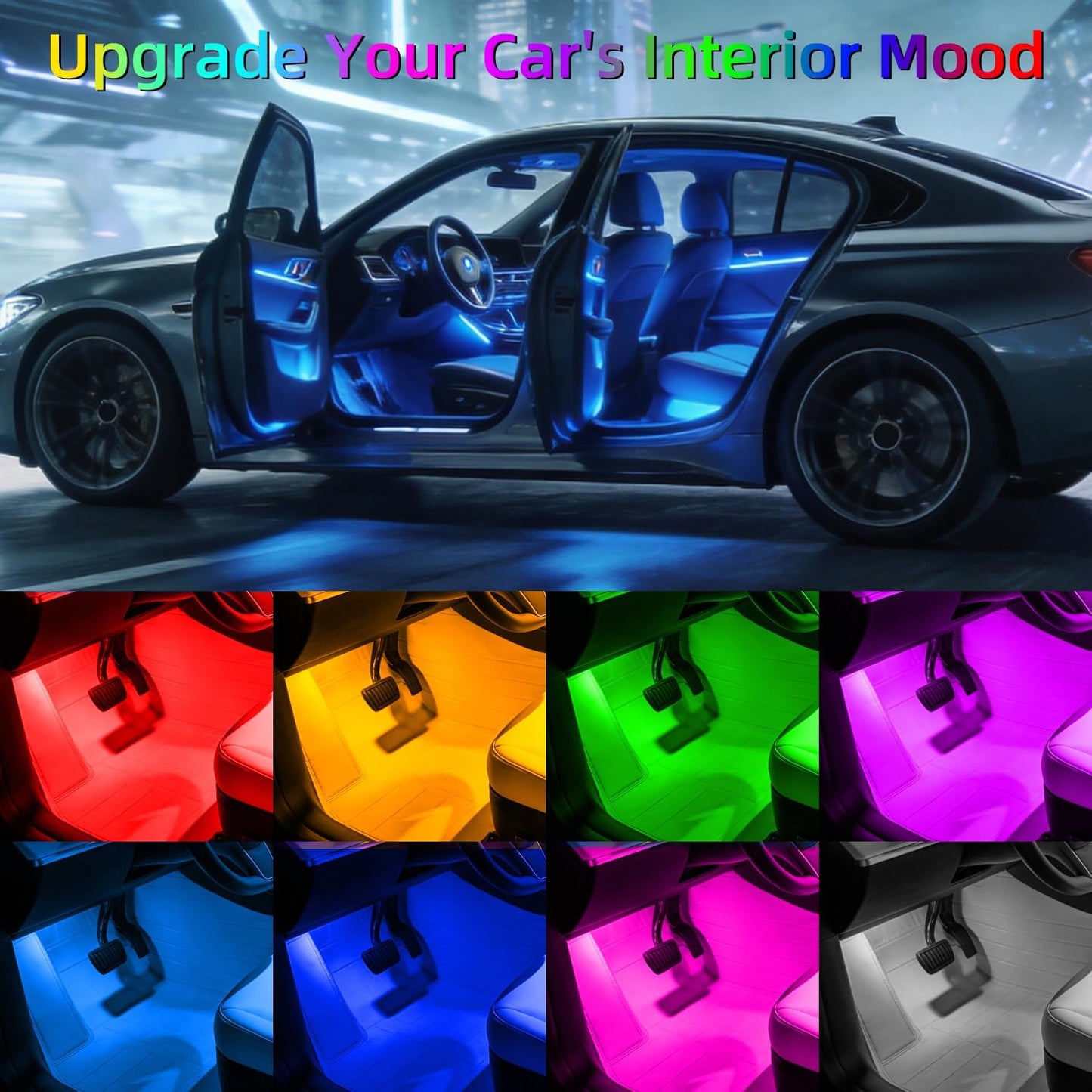 4 PACK RGB UNDER GLOW LIGHTS RECHARGABLE UNIVERSAL