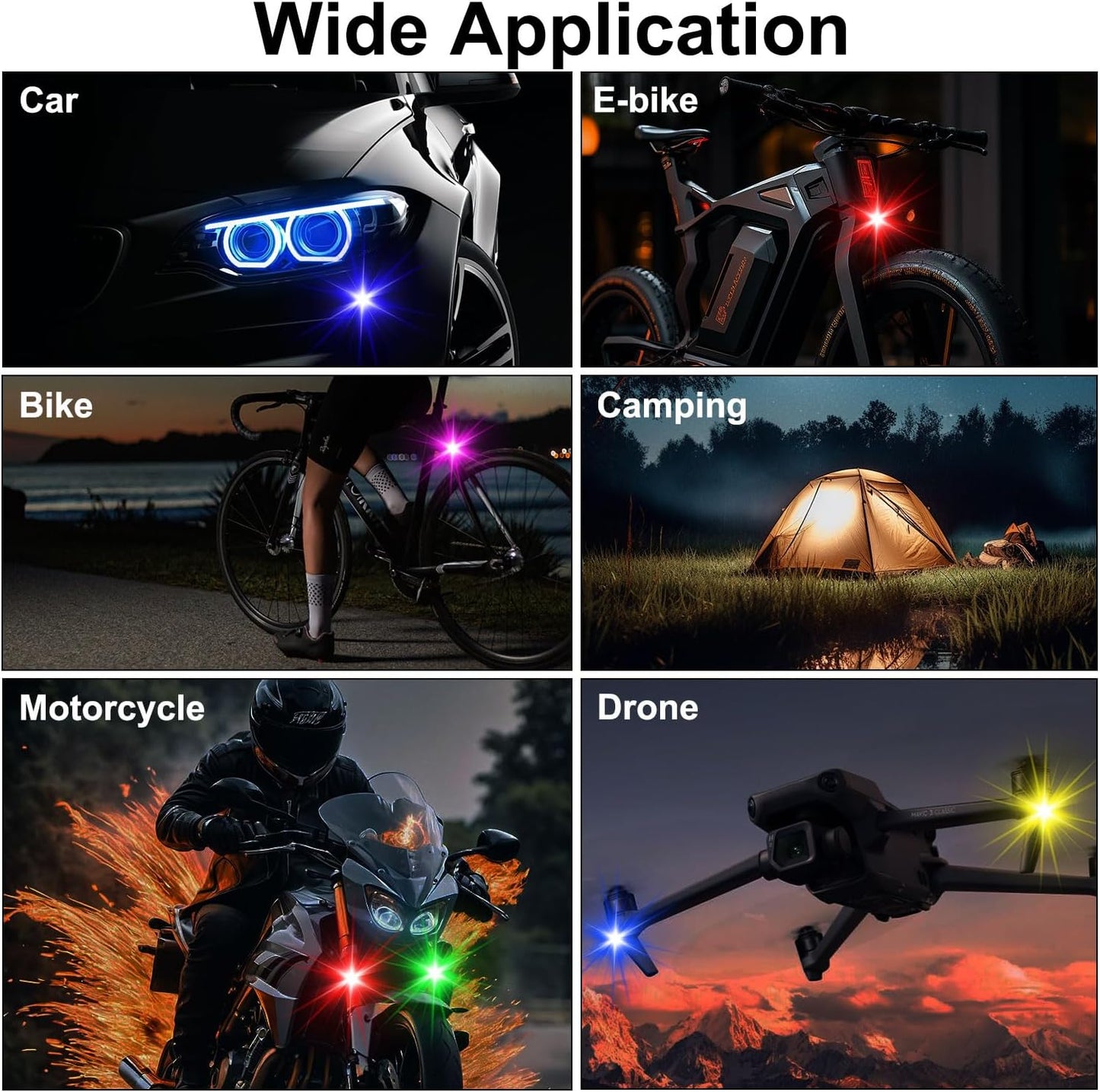 4 PACK RGB UNDER GLOW LIGHTS RECHARGABLE UNIVERSAL